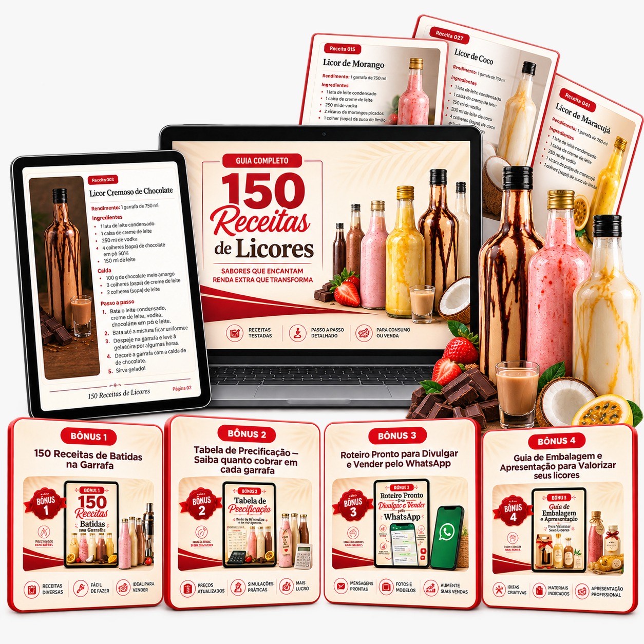 Kit Completo 150 Receitas de Licores